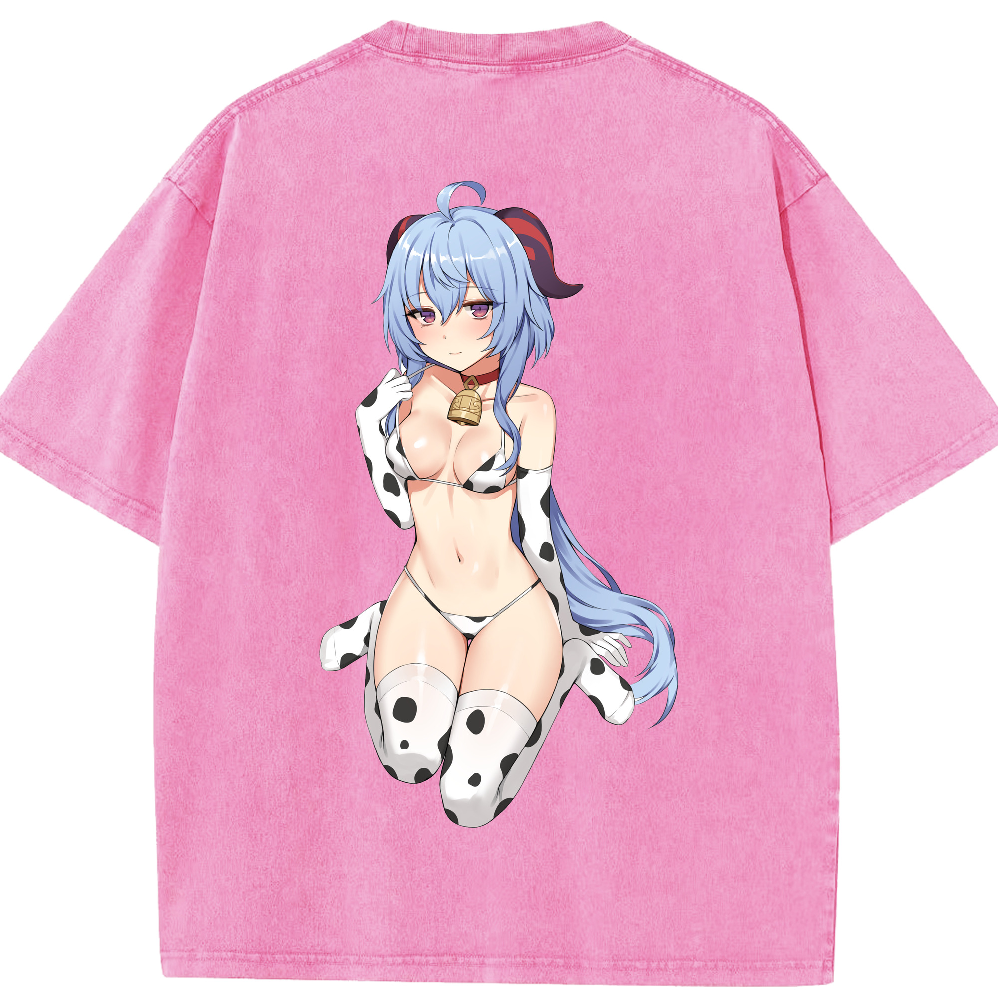 げんし神 甘雨 かんう genshin Ganyu 綿100% ヴィンテージ風 半袖Tシャツ（背面プリント）